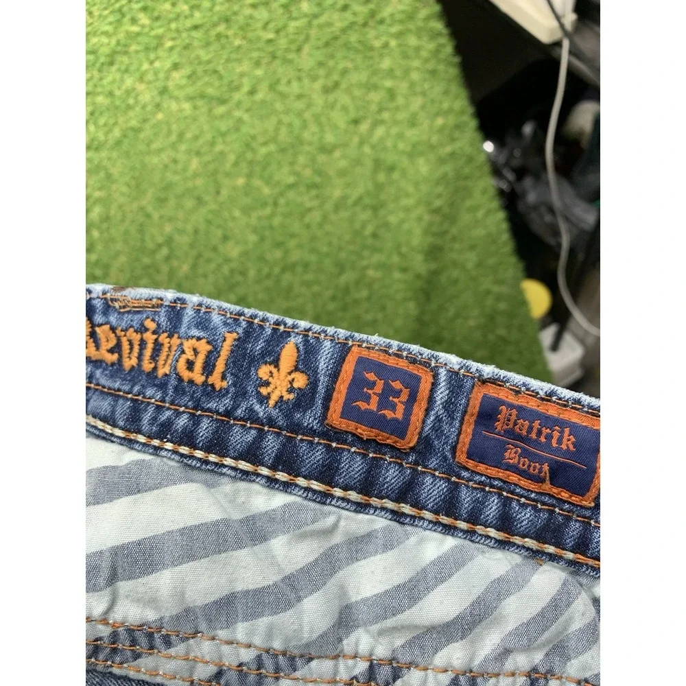 Rock Revival Jeans Mens 33 Patrick Bootcut Medium Wash Grunge Punk Cross y2k